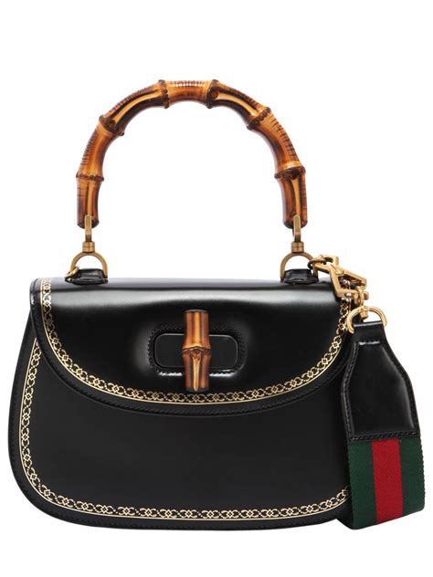 black leather gucci bamboo bag|Gucci bamboo bag harper's.